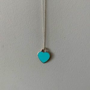 Tiffany two sided silver/blue heart pendant